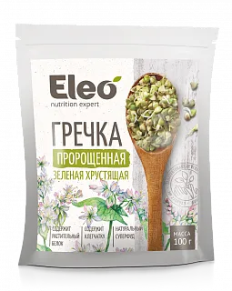 Гречка пророщенная зеленая хрустящая, "Eleo" 100 г